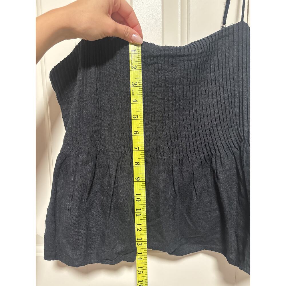 Abercrombie & Fitch Black Ribbed Peplum Crop Top L - Picture 3 of 9